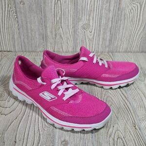 Skechers GOwalk 2 Lace Uup Hot Pink Walking Sneakers Womens Size 9